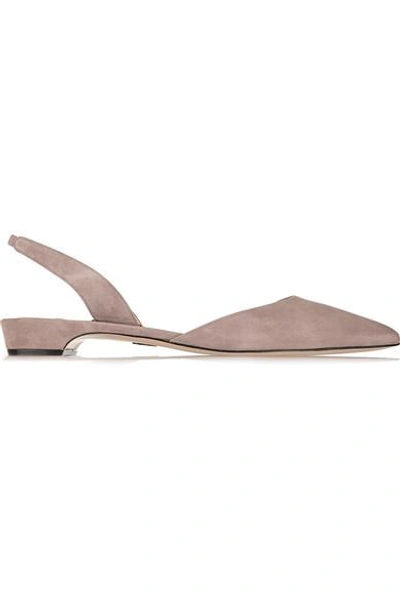 Paul Andrew Rhea Suede Point-toe Flats In Beige