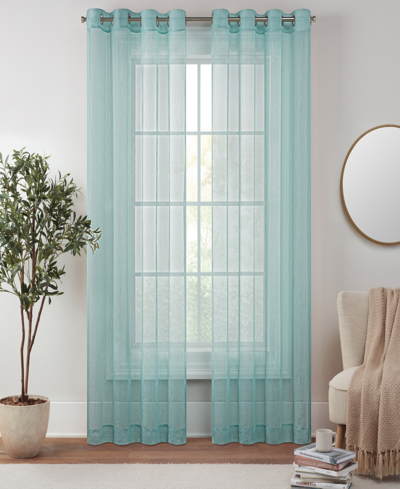 Eclipse Emina Crushed Sheer Voile Grommet Curtain Panel Collection In Aqua
