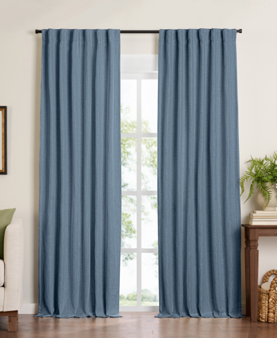 Elrene Harrow Solid Texture Blackout 1 Piece Curtain Panel Collection In Blue