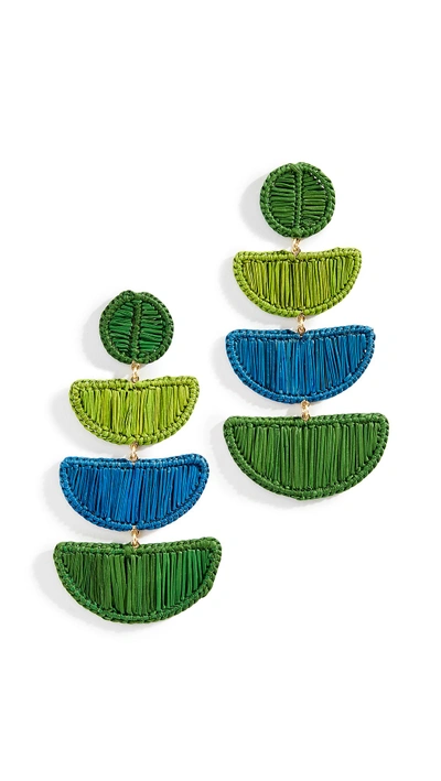 Mercedes Salazar Móvil Azul Y Verde Earrings In Green/navy