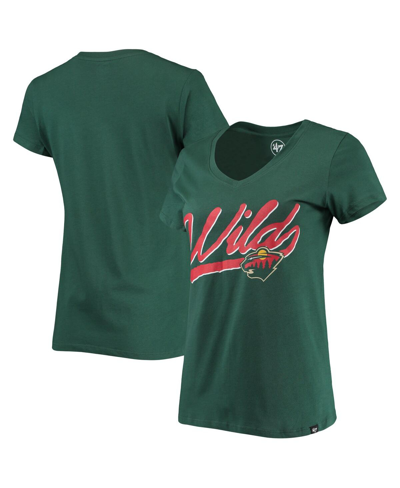 47 Brand Women's ' Green Minnesota Wild Script Sweep Ultra Rival V-neck T-shirt