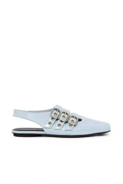 Opening Ceremony Woman Buckle-detailed Patent-leather Slingback Slippers Sky Blue