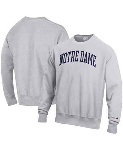 Champion Men's  Ash Notre Dame Fighting Irish Big And Tall Reverse Weave Fleece Crewneck Pullover Swe In Heathered Gray