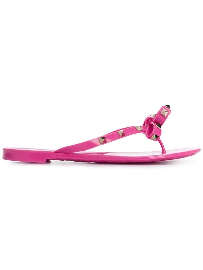 Valentino Rockstud Thong Sandal In Pink & Purple