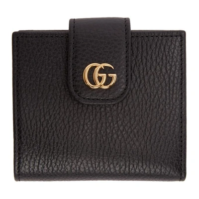 Gucci Black Small Marmont Snap Card Case Wallet In 1000 Black