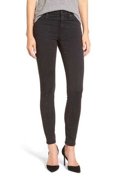 Madewell 'high Riser' Sateen Skinny Jeans In True Black | ModeSens