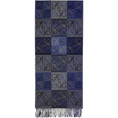 Loewe Anagram Wool And Cashmere Scarf In 5100.blu