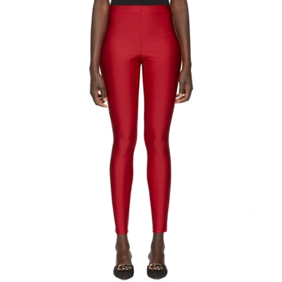 Gucci Logo Stripe Leggings In Ladybug/ivory/ink