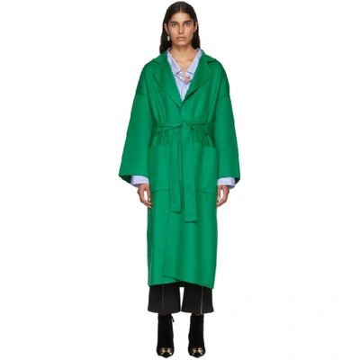 Loewe Belted Wool And Cashmere-blend Coat In Green