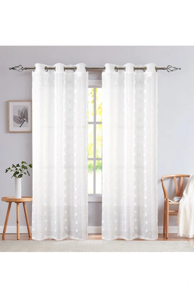 Dainty Home Cloud Set Of 2 Semisheer Panel Curtains In White