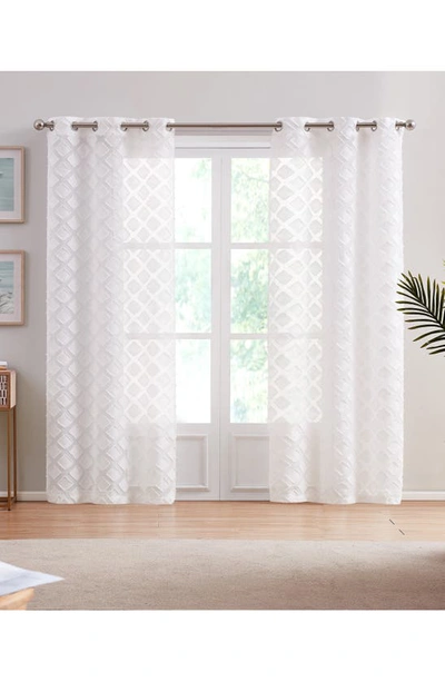 Dainty Home Katie Set Of 2 Textured Sheer Panel Curtains In White