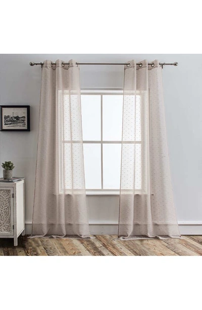 Dainty Home Ribbons Set Of 2 Sheer Panel Curtains In Linen