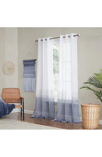 Dainty Home Linea Set Of 2 Ombré Sheer Panel Curtains In Navy