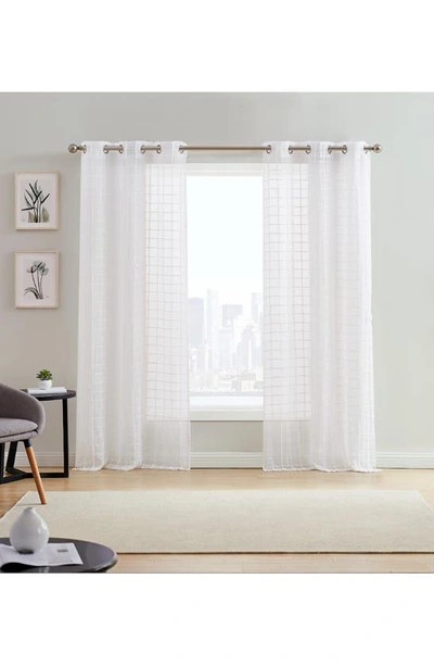 Dainty Home Kelly Set Of 2 Textured Sheer Panel Curtains In White