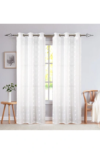 Dainty Home Cloud Set Of 2 Semisheer Panel Curtains In White