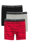 Calvin Klein 3-pack Stretch Cotton Boxer Briefs In Kmz Grey Heathe