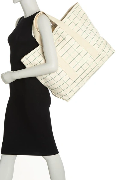 Loeffler Randall Bodie Oversize Open Tote In Green/ Cream Plaid