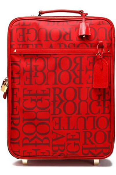 Valentino Garavani Leather-trimmed Printed Twill Suitcase In Red