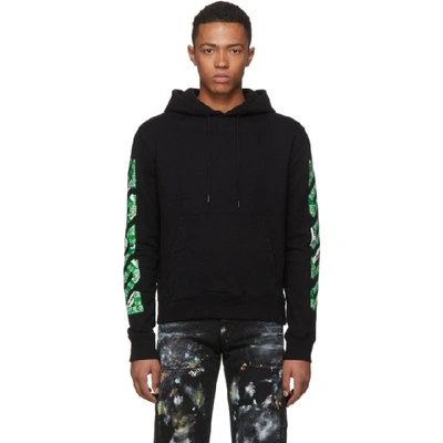 Off-white Ssense Exclusive Black 3d Diag Hoodie In Black/green