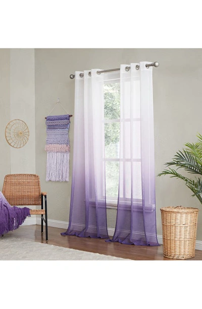 Dainty Home Shadow Set Of 2 Ombré Sheer Panel Curtains In Purple