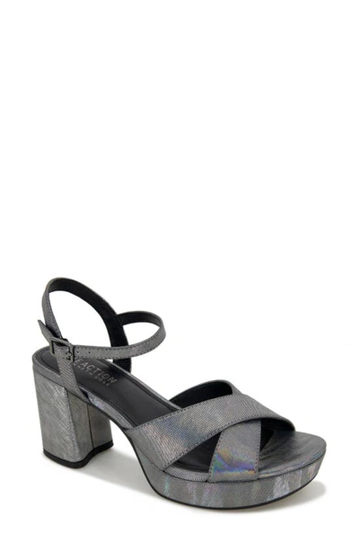 Reaction Kenneth Cole Reeva Metallic Platform Sandal In Pewter