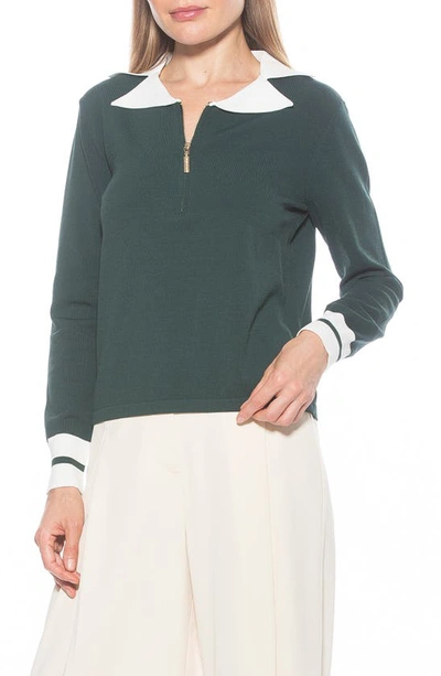 Alexia Admor Wyatt Long Sleeve Knit Sweater Top In Green