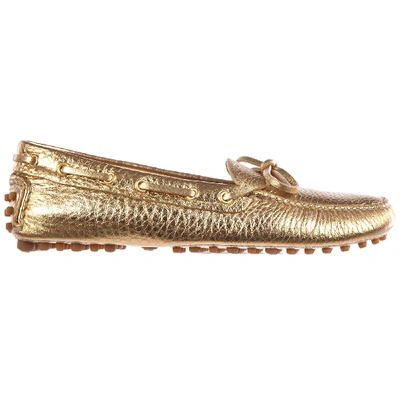 Car Shoe Women's Leather Loafers Moccasins  Drive In Gold