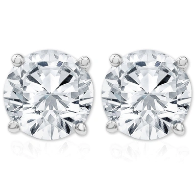Pompeii3 1 1/4ct Natural Round Certified Diamond Studs In 14k White Or Yellow Gold In Silver