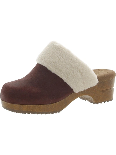 White Mountain Bonus Womens Suede Faux Fur Clogs In Red