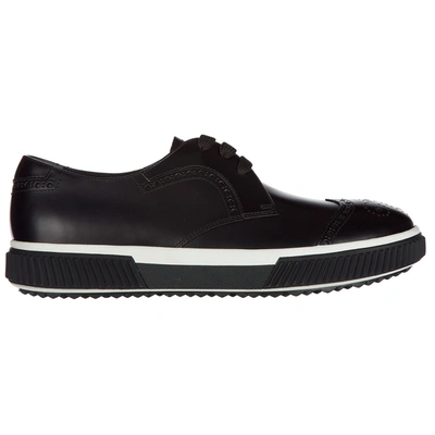Prada Men's Classic Leather Lace Up Laced Formal Shoes Brogue In Black