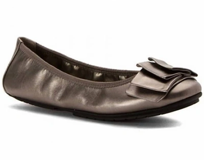Me Too Lilyana Leather Ballet Flats In Pewter In Grey
