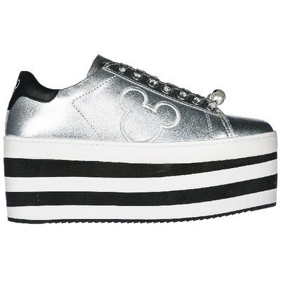 Moa Master Of Arts Women's Shoes Leather Trainers Sneakers Mickey In Silver