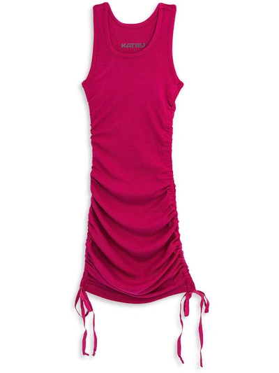 Katie J Nyc Womens Ribbed Racerback Bodycon Dress In Pink