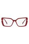 Prada 55mm Square Optical Glasses In Red