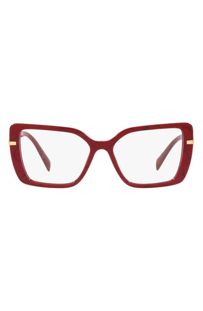 Prada 55mm Square Optical Glasses In Red
