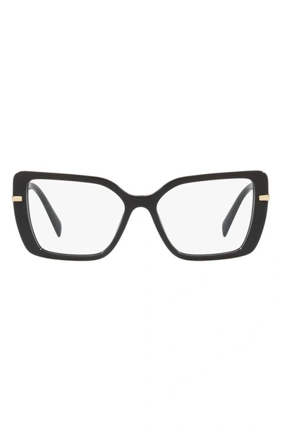 Prada 53mm Square Optical Glasses In Black