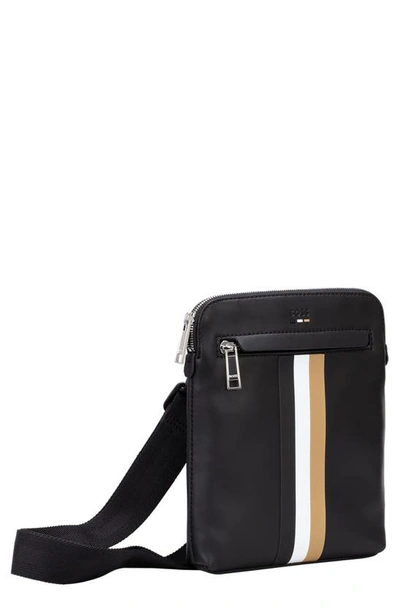 Hugo Boss Ray Stripe Faux Leather Envelope Bag In Black