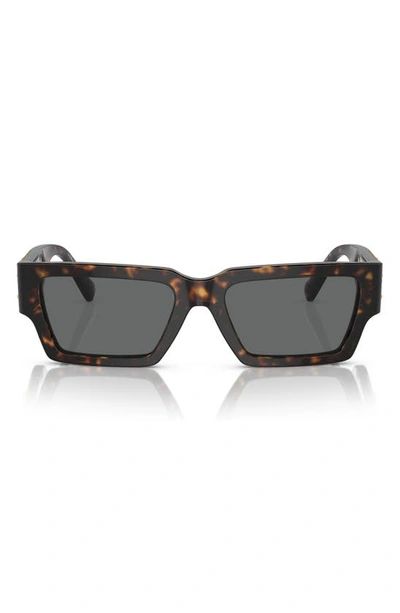 Versace 54mm Rectangular Sunglasses In Havana