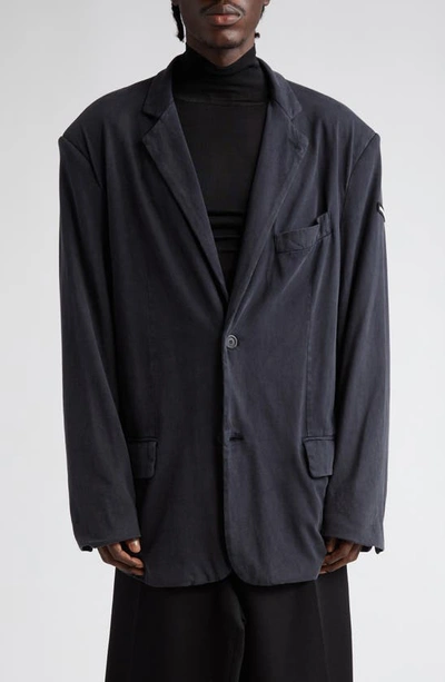 Balenciaga Oversize Single Breasted Cotton Blazer In Black