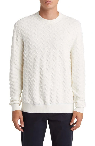 Ted Baker Textured Crewneck Sweater In Ecru