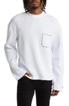 Krost Thermal Knit Long Sleeve Cotton Pocket T-shirt In White
