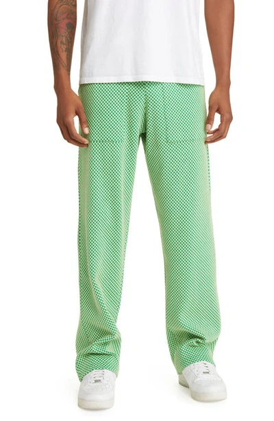 Krost Chevron Jacquard Knit Trousers In Medium Green