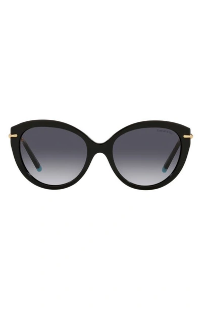Tiffany & Co 57mm Gradient Oval Sunglasses In Black