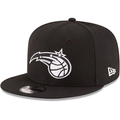 New Era Black Orlando Magic Black & White Logo 9fifty Adjustable Snapback Hat