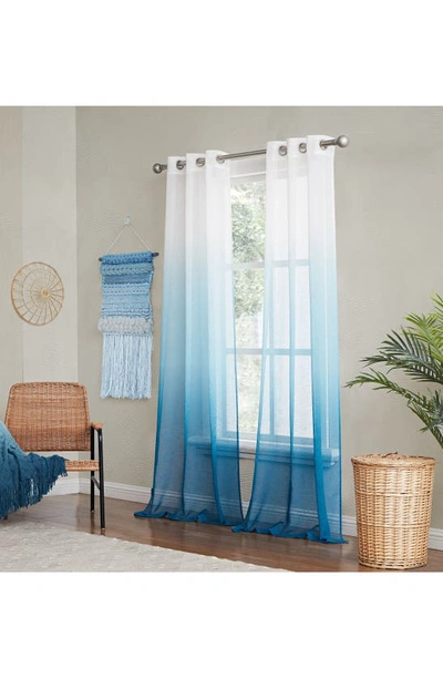 Dainty Home Shadow Set Of 2 Ombré Sheer Panel Curtains In Blue