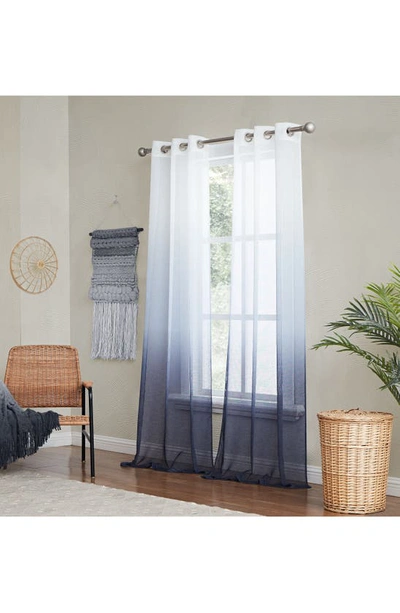 Dainty Home Shadow Set Of 2 Ombré Sheer Panel Curtains In Black