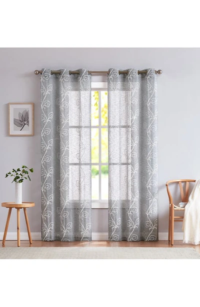 Dainty Home Stella Set Of 2 Sheer Panel Curtains In Gray
