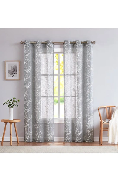 Dainty Home Stella Set Of 2 Sheer Panel Curtains In Silver