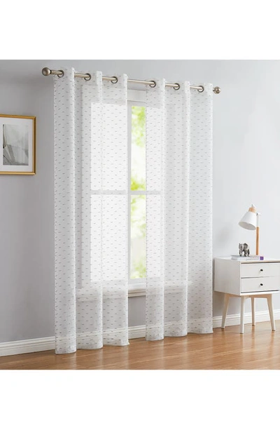 Dainty Home Sprinkles Set Of 2 Metallic Sheer Panel Curtains In White
