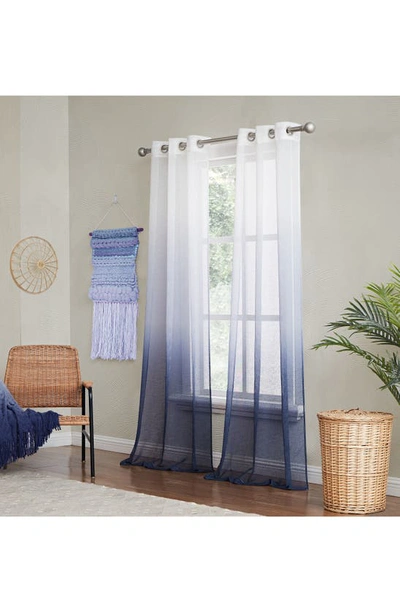 Dainty Home Shadow Set Of 2 Ombré Sheer Panel Curtains In Navy